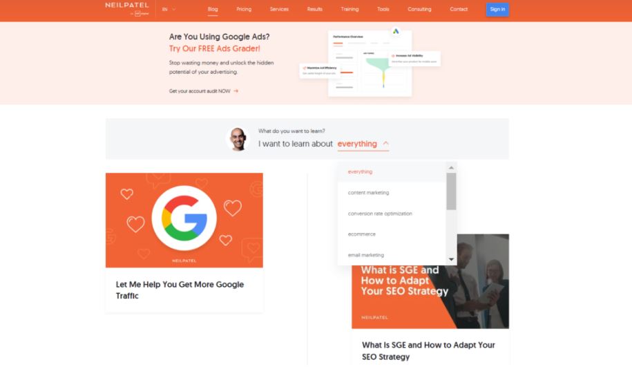 سایت نیل پاتل، از بهترین سایت های افیلیت مارکتینگ